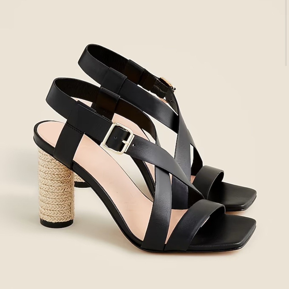 BRAND NEW! Rounded rope-heel sandals in leather